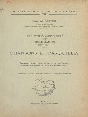 cover image of François Cottignies, dit Brûle-Maison (1678-1740)